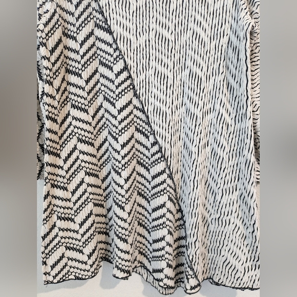 Ali Miles Black White Patterned Asymmetric 3/4 Sleeve Tunic LG Lagenlook Artsy - Picture 5 of 8
